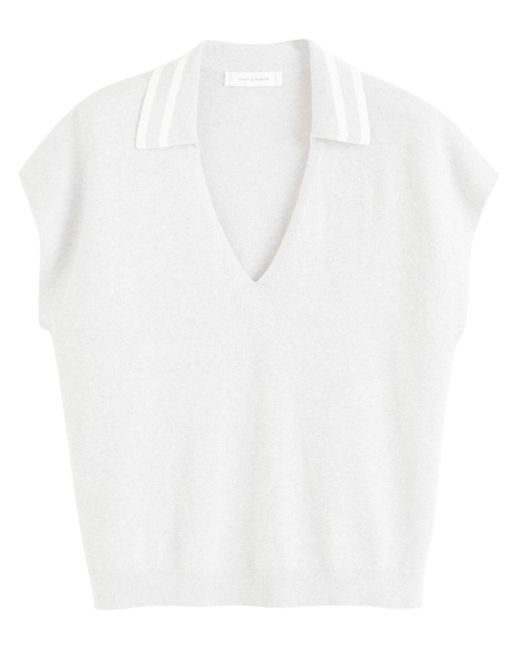 Chinti & Parker White Knitted Polo Top
