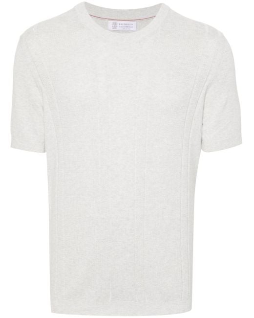 Brunello Cucinelli Gestricktes T-Shirt in White für Herren
