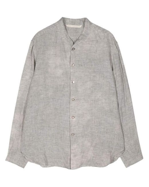 Forme D'expression Gray Pinstripe Linen Shirt for men