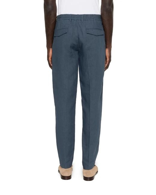 Eleventy Blue Drawstring-Fastening Trousers for men
