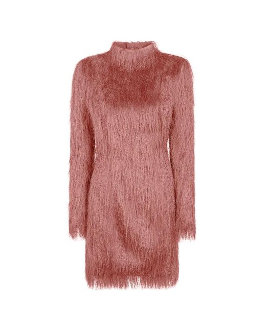 Balmain Pink Fringed Long-Sleeve Mini Dress