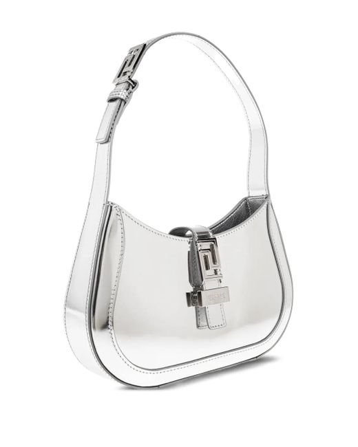 Versace White Greca Goddess Metallic Tote Bag