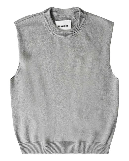 Jil Sander Gray Round-Neck Sleeveless Sweater for men