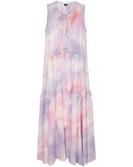 Boss Pink Delong Abstract-print Midi Dress