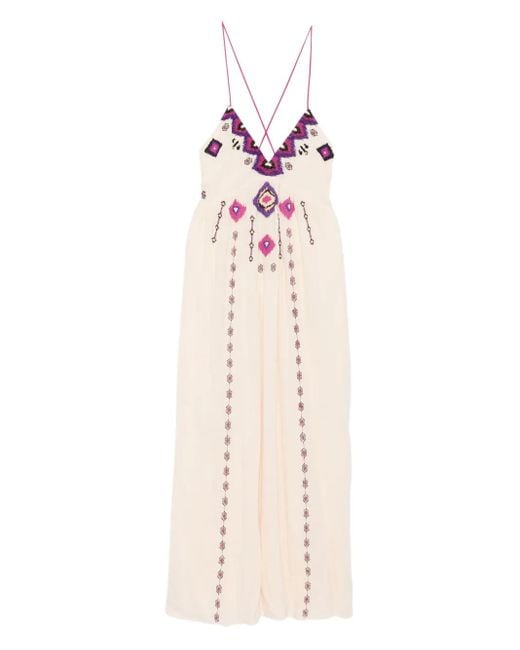 Robe Longue En Résille À Broderies Ba&sh en coloris Pink