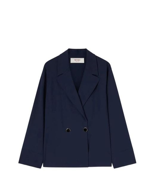 RETORI Blue Jewel-Button Blazer