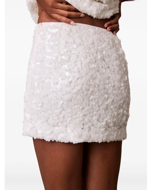 Calvin Klein White Sequin-Embellished Mini Skirt