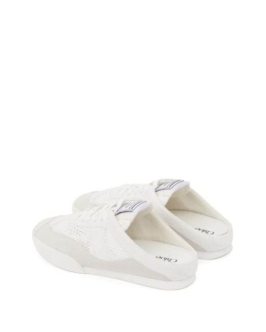Chloé White Kick Mules Mit Schnürung