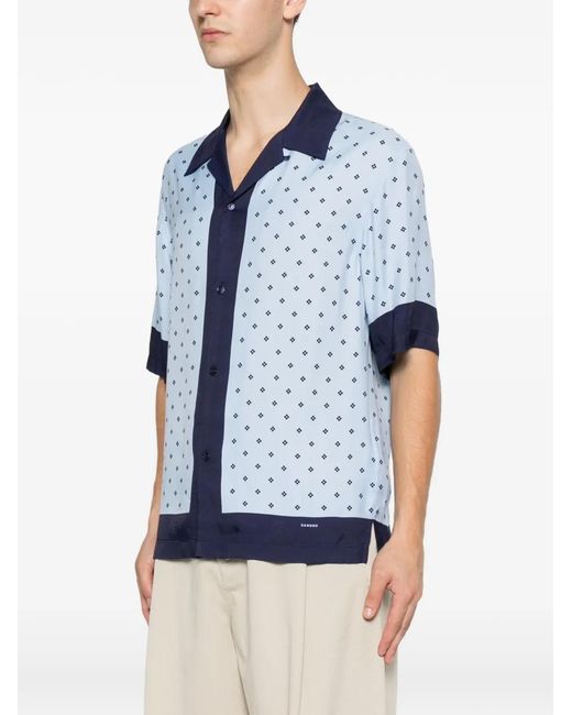 Sandro Blue Monogram-Pattern Shirt for men
