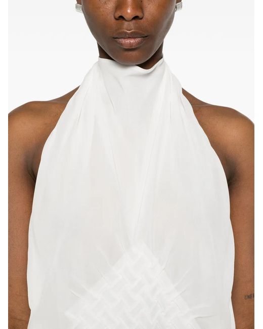Raquel Diniz White Halter Sleeveless Top