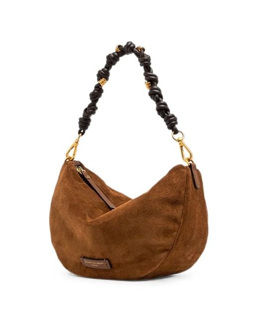 Gianni Chiarini Brown Cleo Small Suede Knotted-Strap Tote Bag