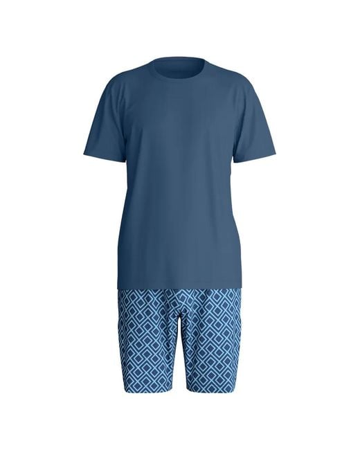 Calida Blue Patterned-Shorts Pajama for men