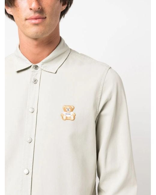 Moschino White Teddy Bear-Motif Cotton Shirt for men