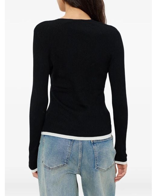 Gestuz Black Buttoned Ribbed Top
