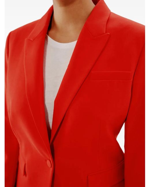 Another Tomorrow Red Single-Breasted Merino Wool Blazer