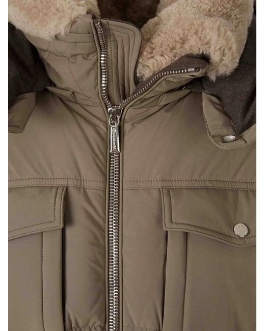 Moorer Brown Alarick-Kn Quilted Shearling-Trim Jacket for men