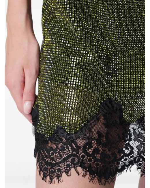 Self-Portrait Green Sequin-Embellished Mini Skirt