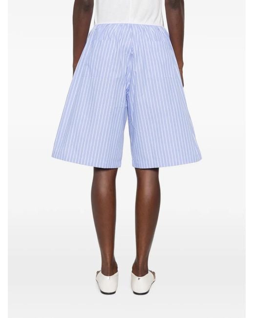 Frankie Shop Blue Striped Elasticated-Waistband Shorts