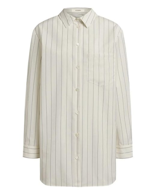 12 STOREEZ Gestreept Blouse in het White