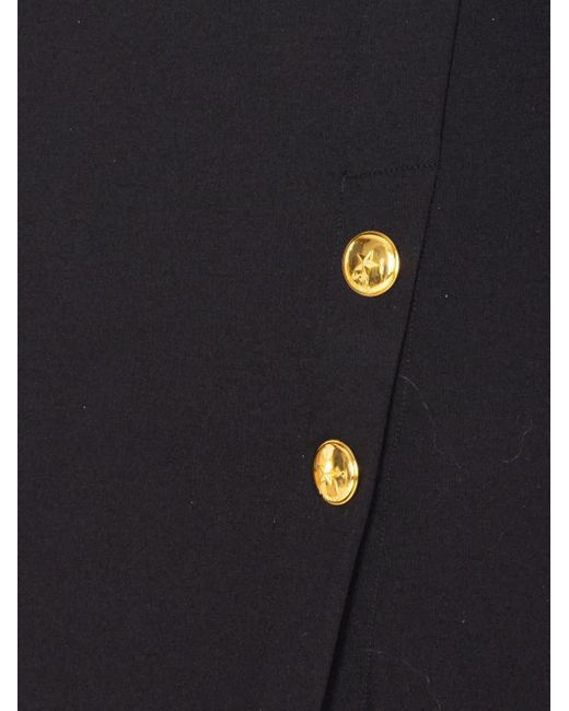 Pinko Blue Puff-Sleeve Button-Detail Midi Dress