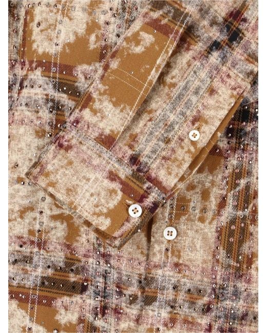 DSquared² Brown Bleached Sparkly Check Shirt for men