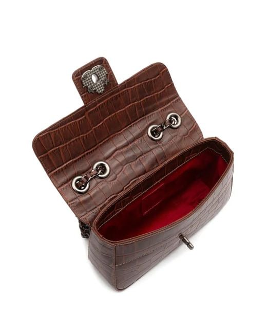 Borsa A Tracolla Anne Con Effetto Coccodrillo E Catena di Isla in Brown