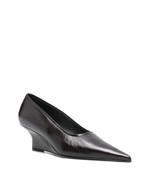 Totême Black Sharp Naplack Wedge Pumps