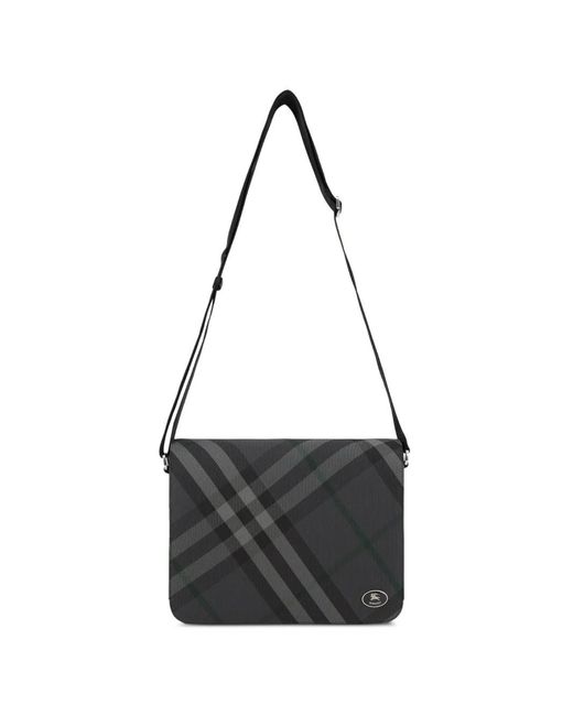 Burberry Black Check-Pattern Messenger Bag for men