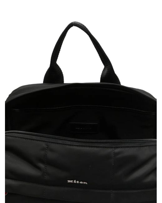 Kiton Black Quilted Backpack for men
