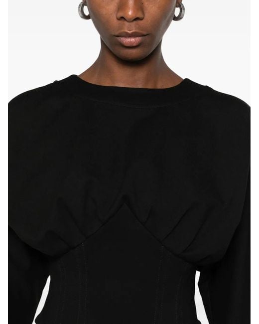 Top Con Maniche A 3/4 di Hamza in Black