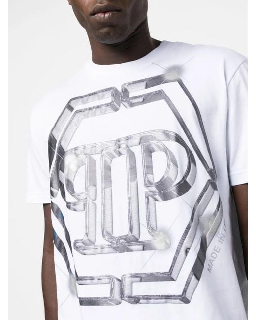 Philipp Plein Gray Logo-Print Short-Sleeved T-Shirt for men