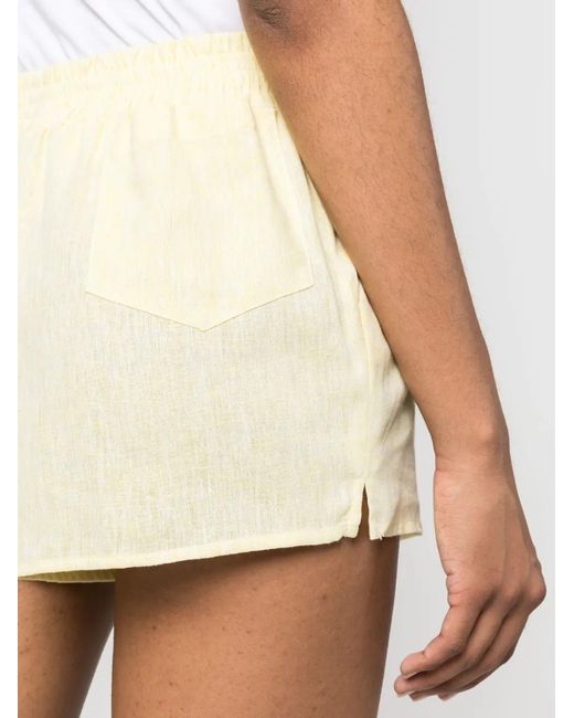Forte White Elasticated-Waistband Cotton-Linen Blend Shorts