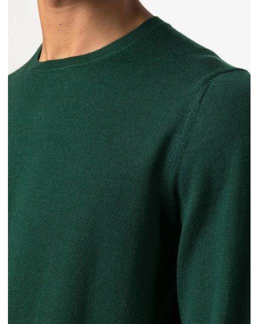 Fay Green Fine-Knit Ribbed-Trim Jumper for men