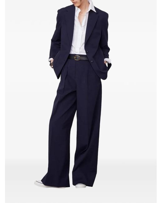 Officine Generale Blue Two-Button Patch Jacket