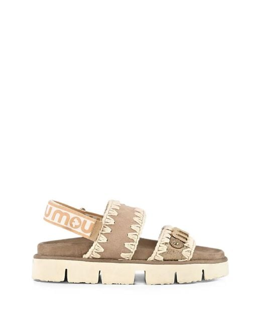 Mou Natural Bio Crochet-Trim Sandals