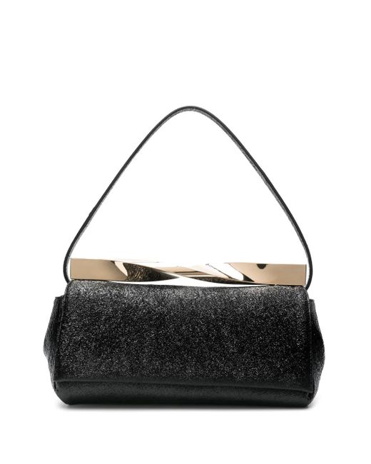 Clutch Twist Con Effetto Stropicciato di Aquazzura in Black