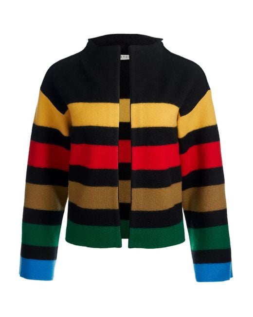 Alice + Olivia Multicolor Pearson Sweatshirtjacke mit gestreiftem Kragen