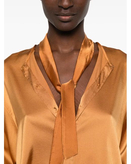 Forte_forte Orange Pussy-Bow Button-Down Shirt