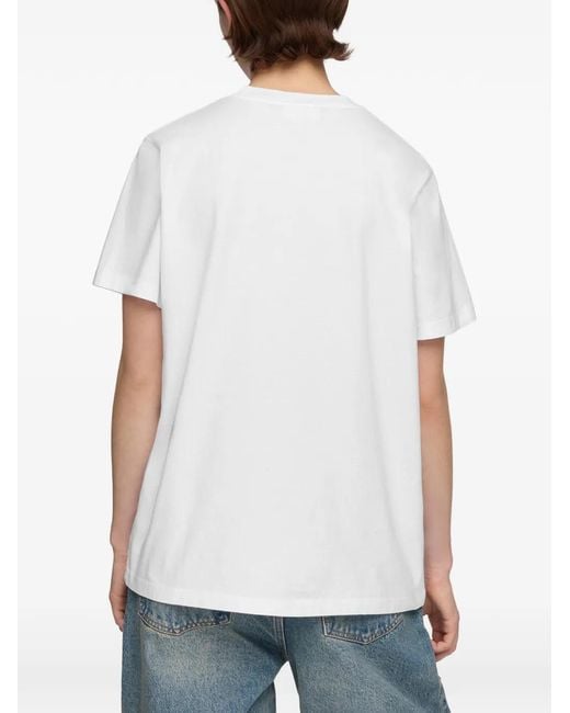 Ganni White Graphic-Print T-Shirt