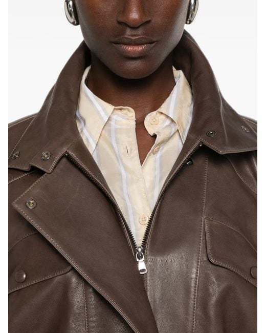 Nour Hammour Brown Veste Quincy En Cuir