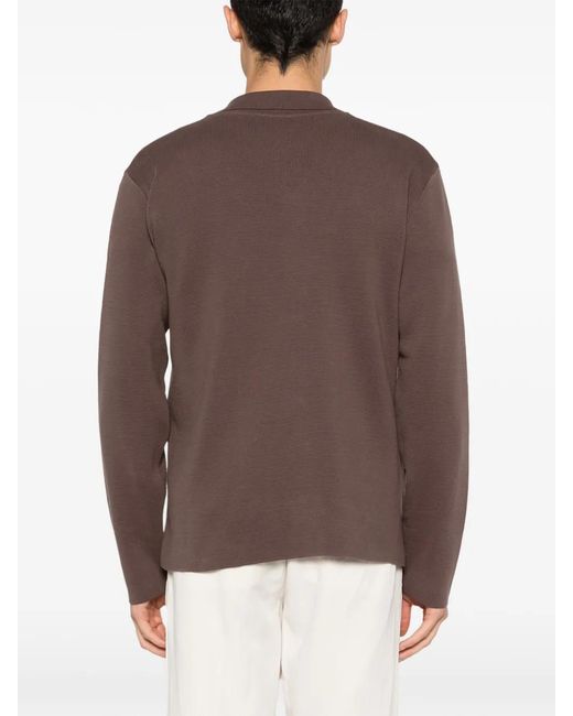 Barba Napoli Brown Button Patch-Pocket Cardigan for men