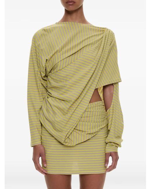 Christopher Esber Yellow Aiba Draped Striped Mini Dress