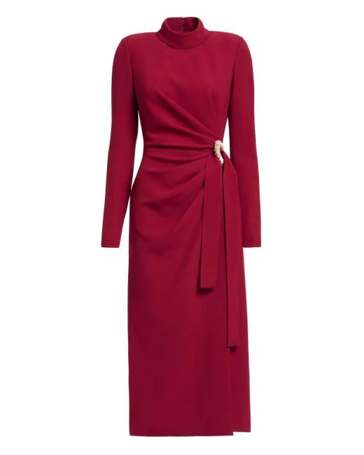 open lace back dress Sweetheart-Neck Long-Sleeve A-Line Mini Dress in Red