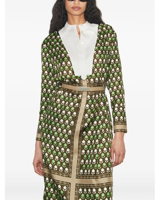 Tory Burch Green Silk Shirt Dress