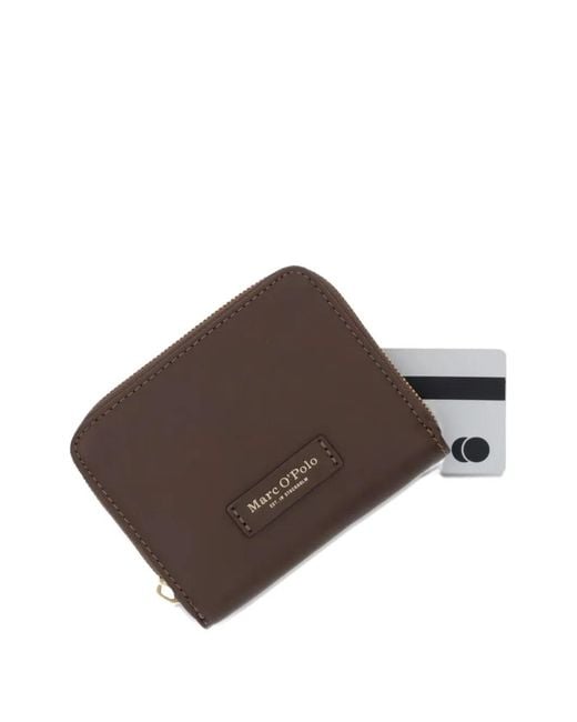 Marc O' Polo Brown Logo-Patch Zip-Around Wallet