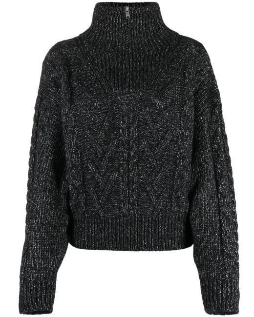 Ganni Black High-Neck Ribbed-Knit Jumper