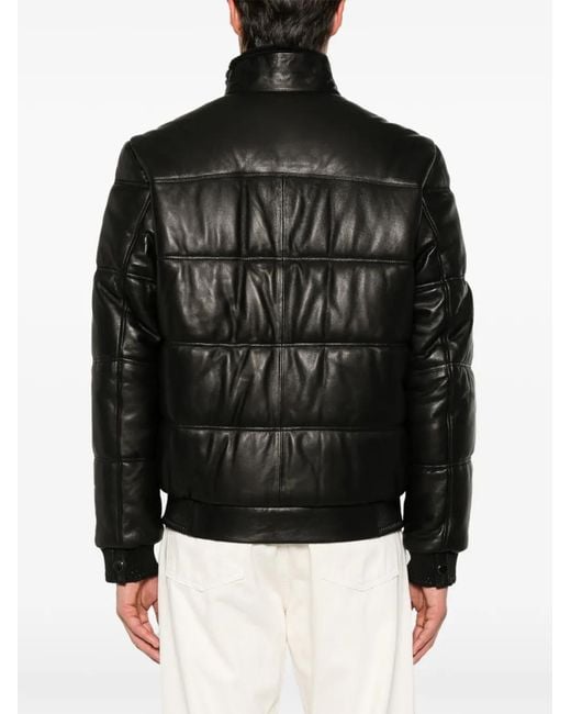 SERGIO MORETTI FIRENZE Black Quilted Leather Jacket for men
