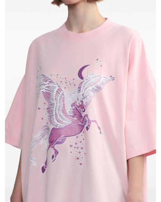 Vetements Pink Pegasus-print Cotton T-shirt