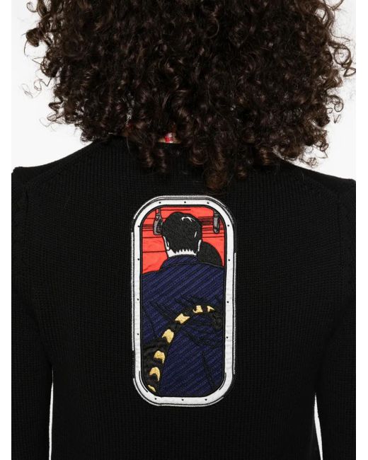 KENZO Black Button-Fastening Logo Cardigan