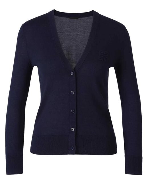 Givenchy Blue V-Neck Button-Up Cardigan